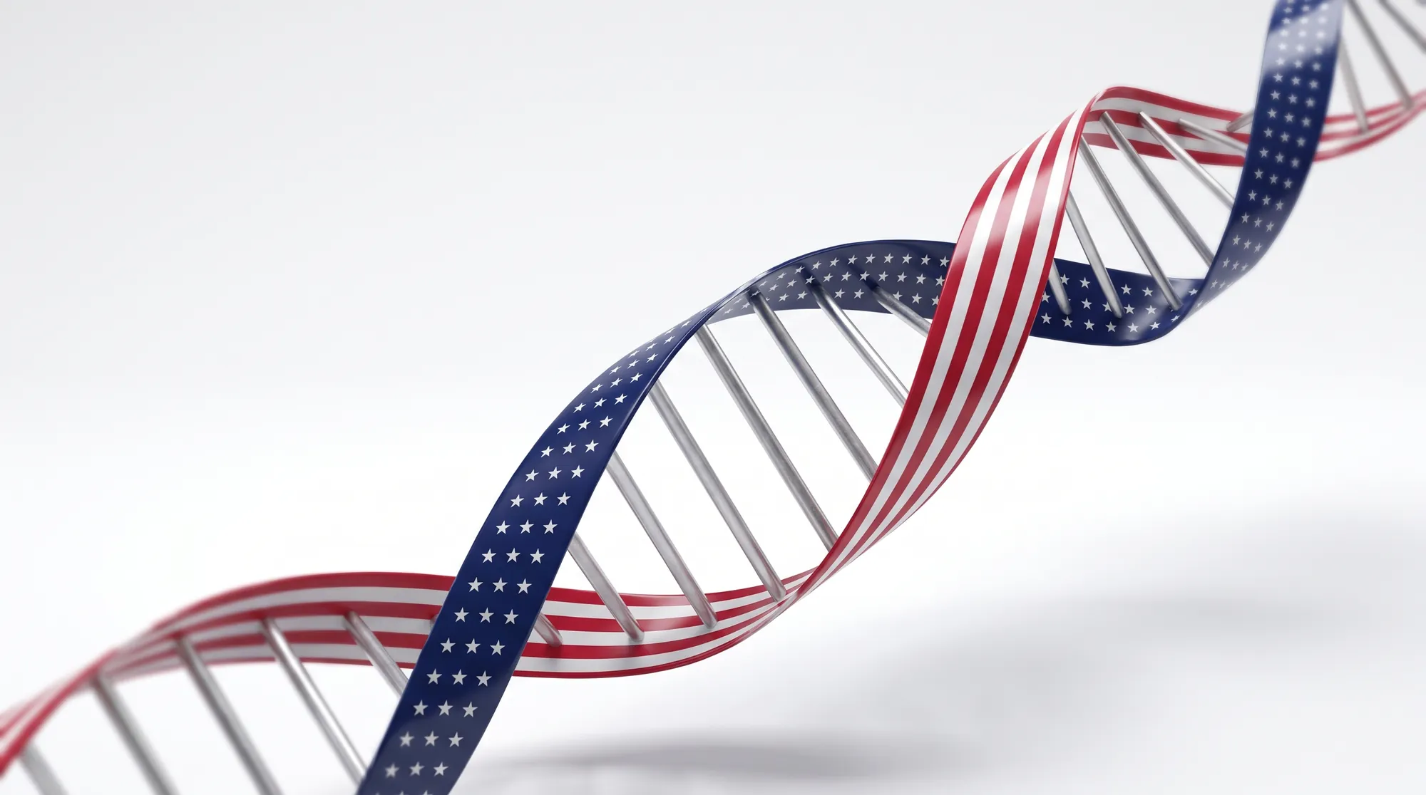 Double-helix DNA strand rendered as an American flag ribbon